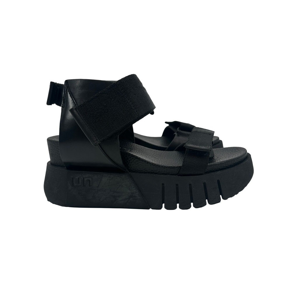 United Nude Delta Run Sandal Black Leather Fabric Platform Wedge Women 36 / US 6